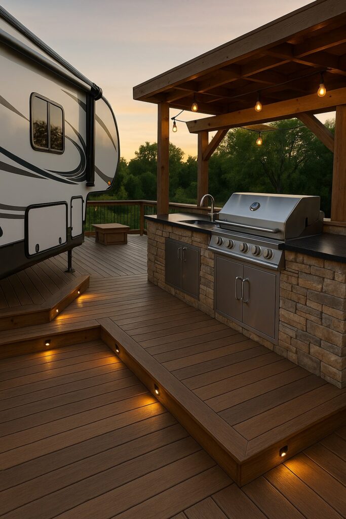 Deck with Integrated Outdoor Kitchen
