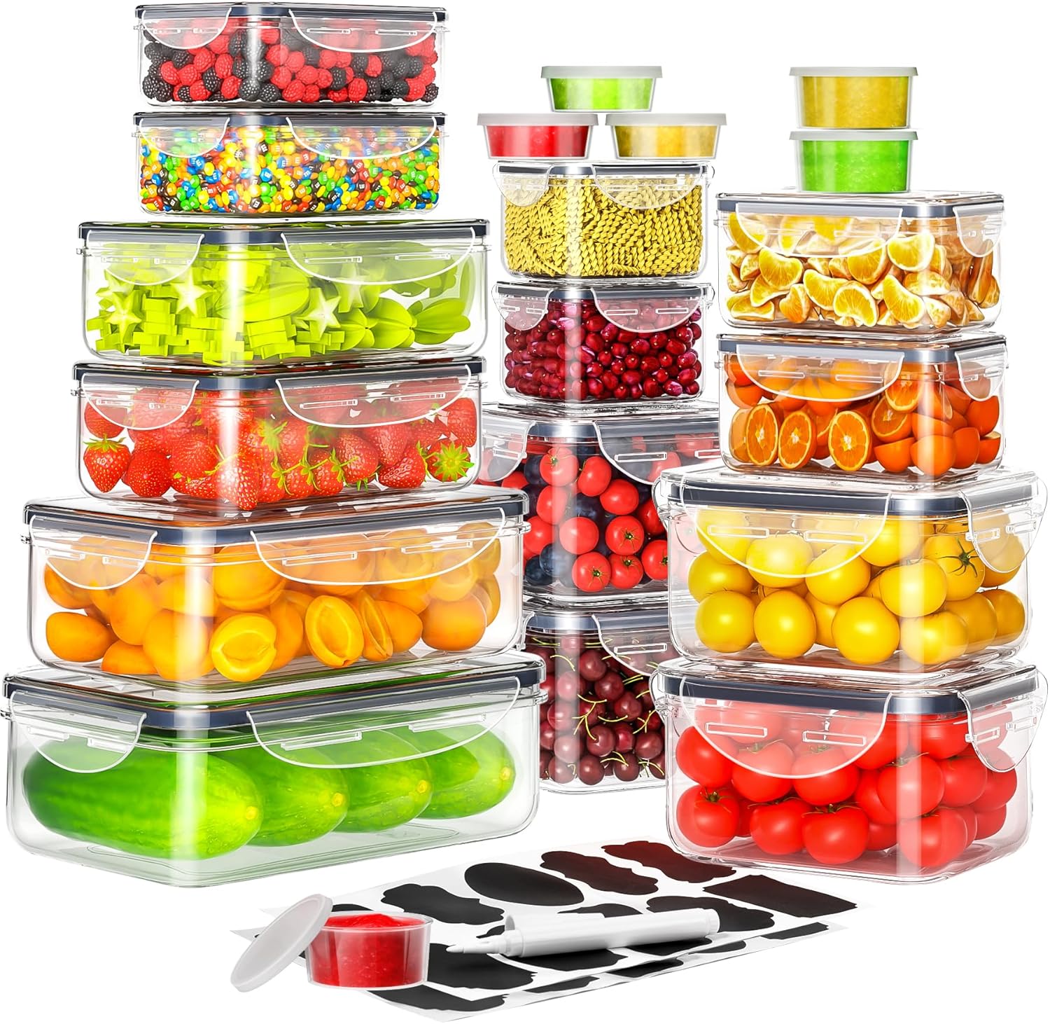40 PCS Food Storage Containers with Lids Airtight (20 Containers & 20 Lids)
