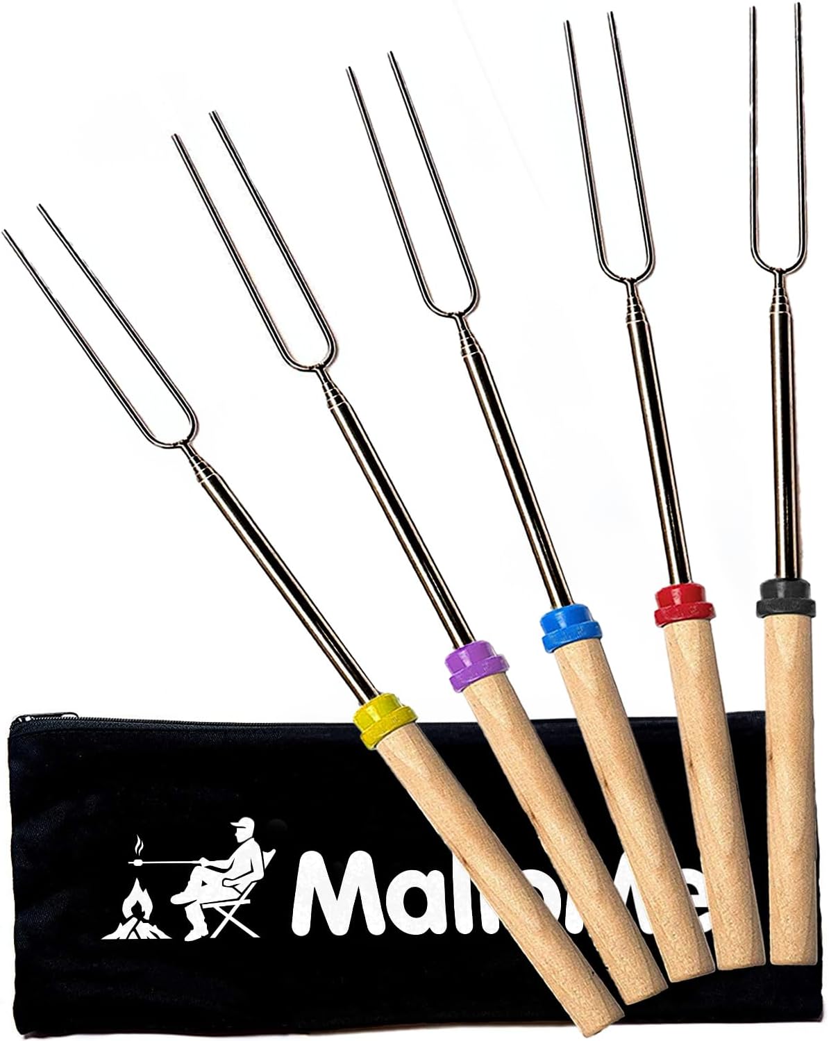 MalloMe Smores Sticks for Fire Pit Long - Marshmallow Roasting Sticks Smores Kit
