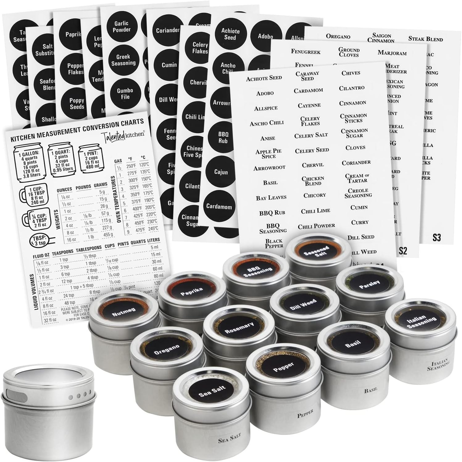 Talented Kitchen Magnetic Spice Jars for Refrigerator