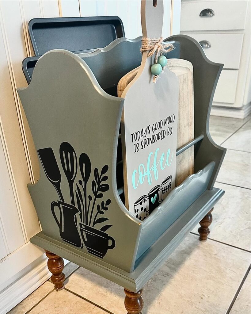 Use Magazine Holders for Cutting Boards & Lids