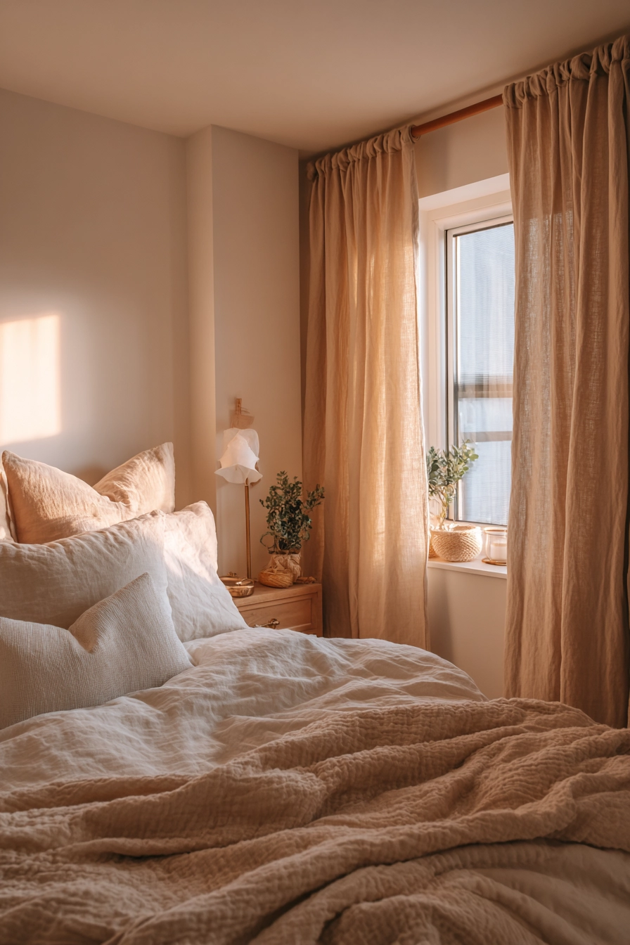 Bedroom Curtains Beige 3