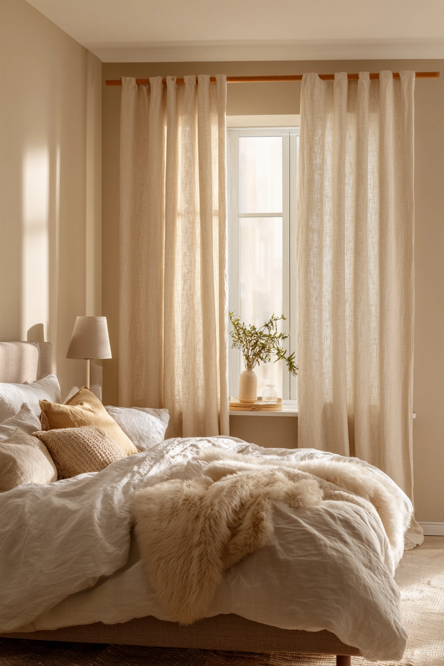 Bedroom Curtains Beige 4