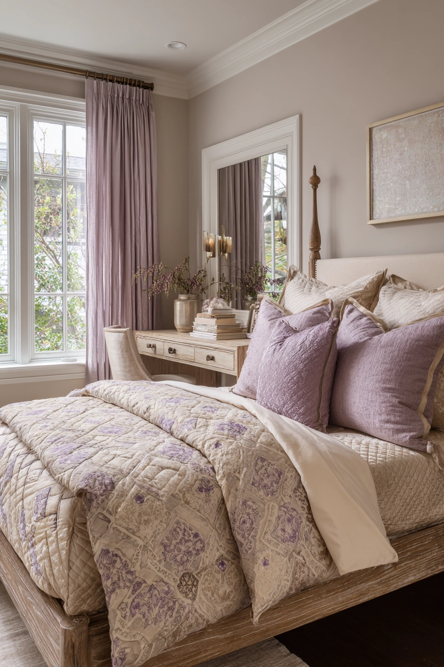 Beige And Lavender Bedroom 13