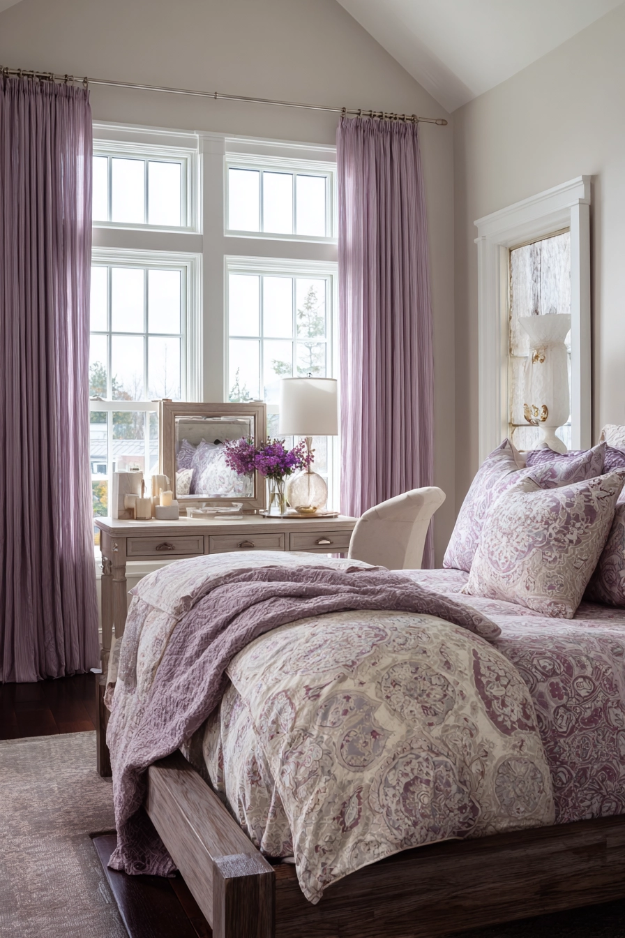 Beige And Lavender Bedroom 14