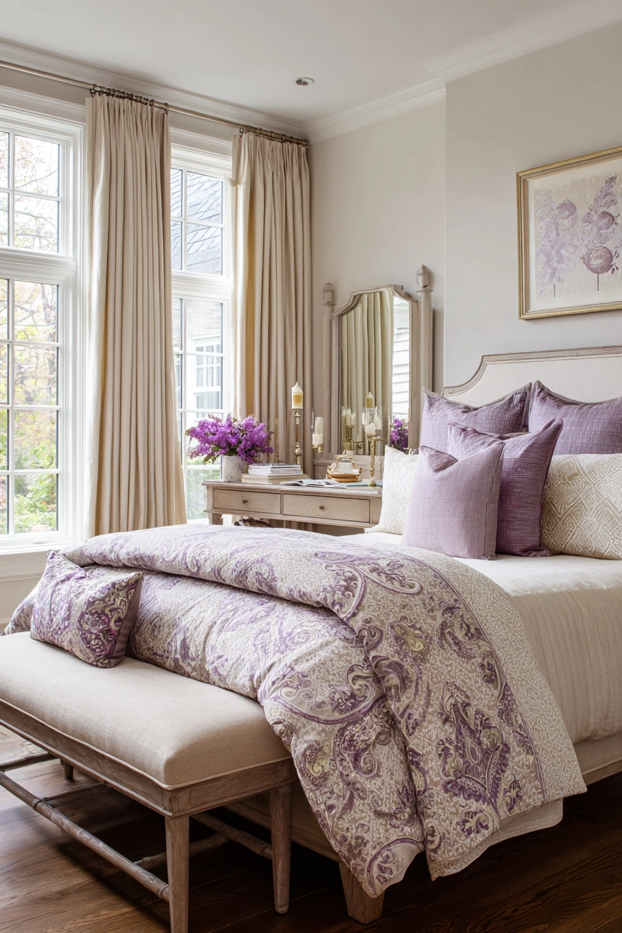Beige And Lavender Bedroom 16