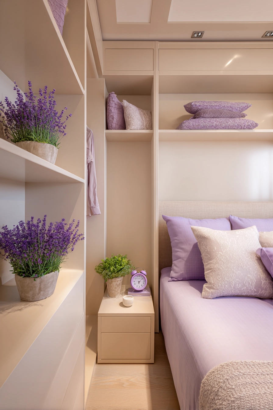 Beige And Lavender Bedroom 17
