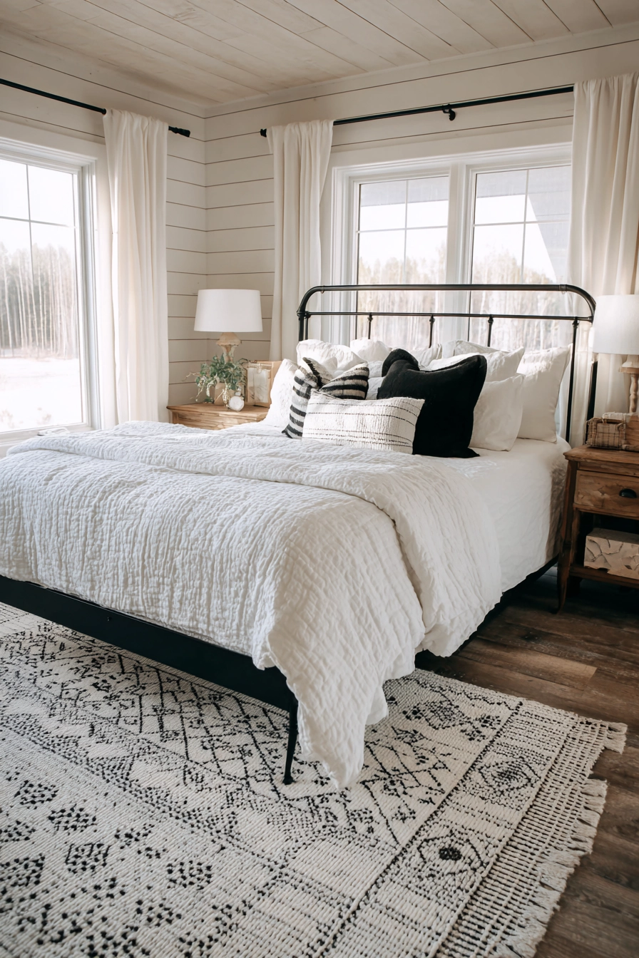 Black and White Farmhouse Bedroom: A Timeless Blend of Elegance and Comfort