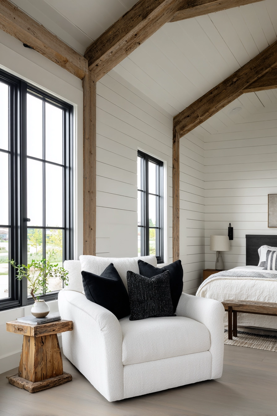 Black And White Farmhouse Bedroom 10