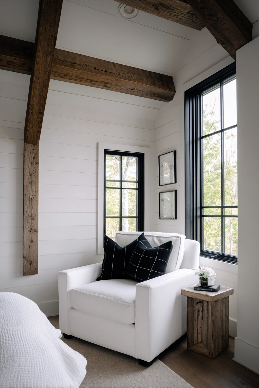 Black And White Farmhouse Bedroom 11