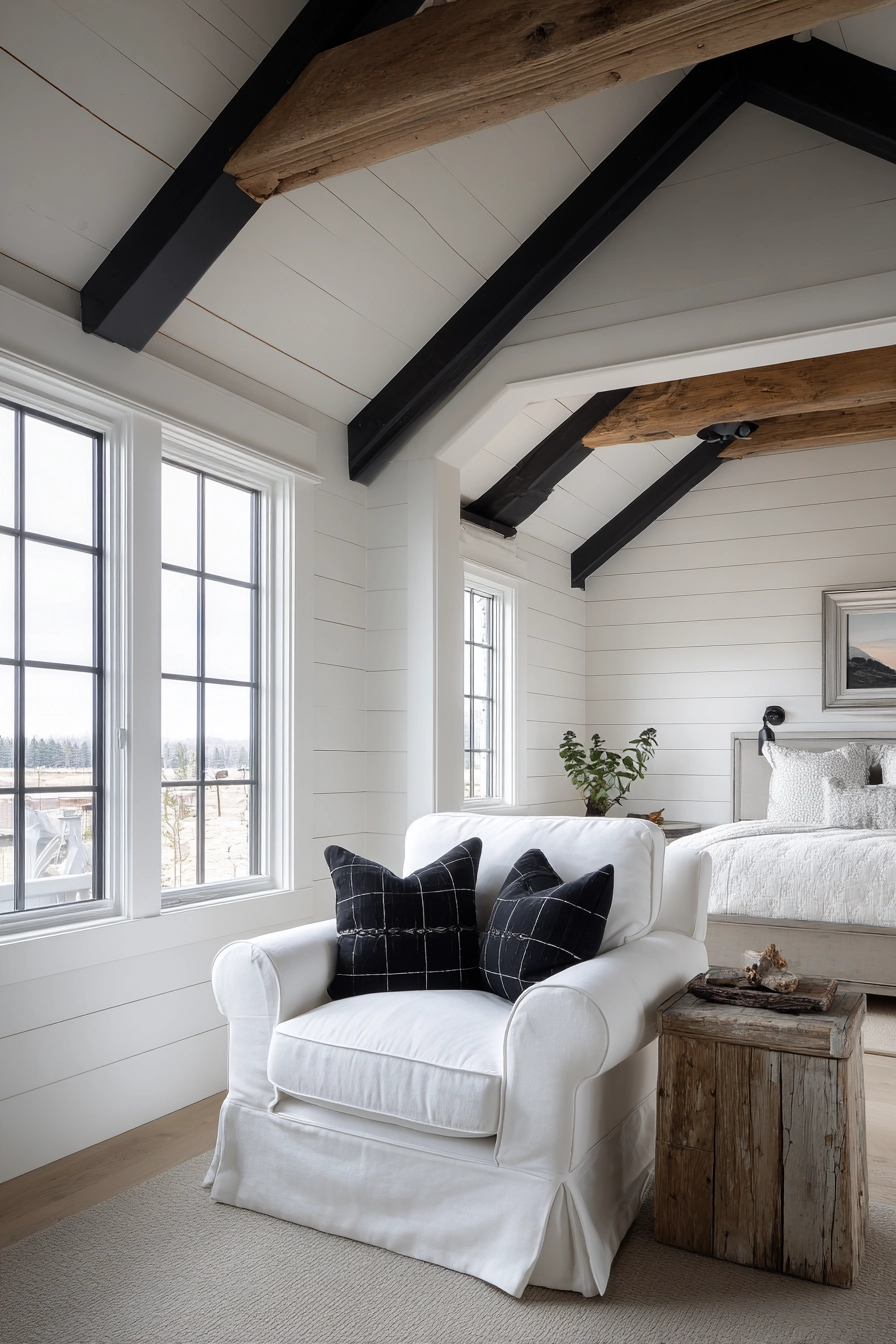 Black And White Farmhouse Bedroom 12