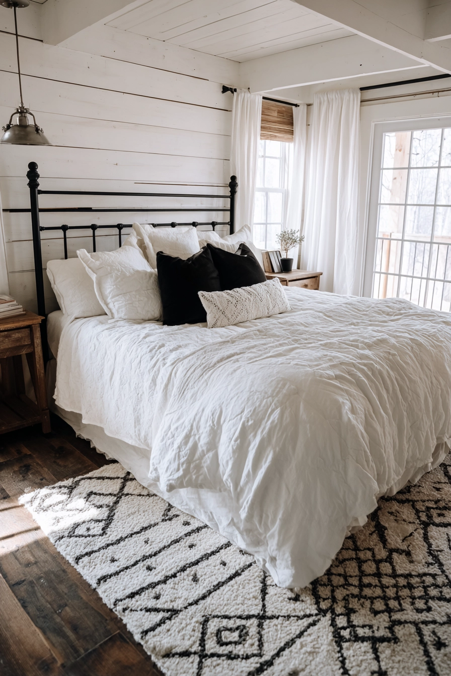 Black And White Farmhouse Bedroom 2