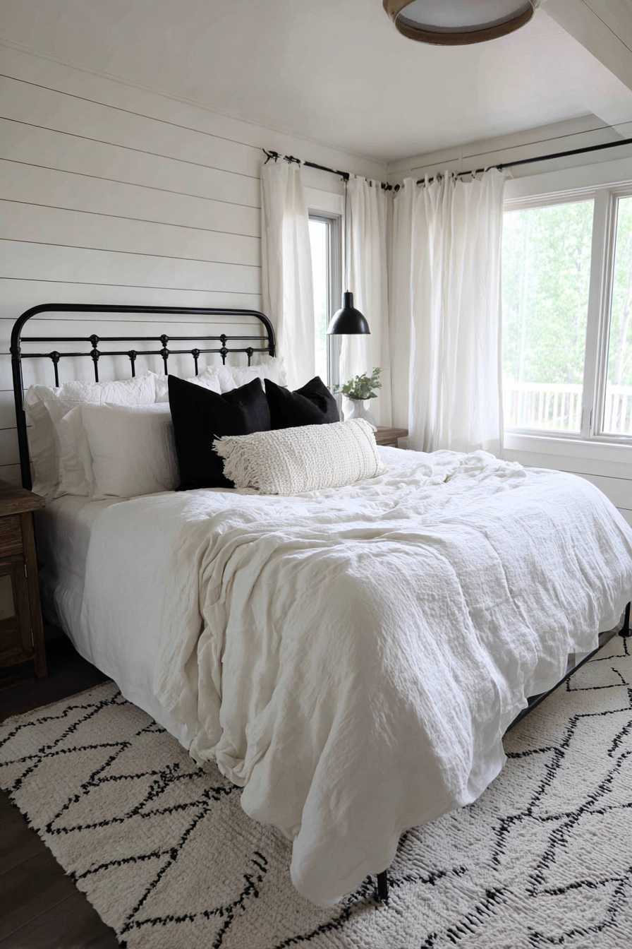 Black And White Farmhouse Bedroom 3