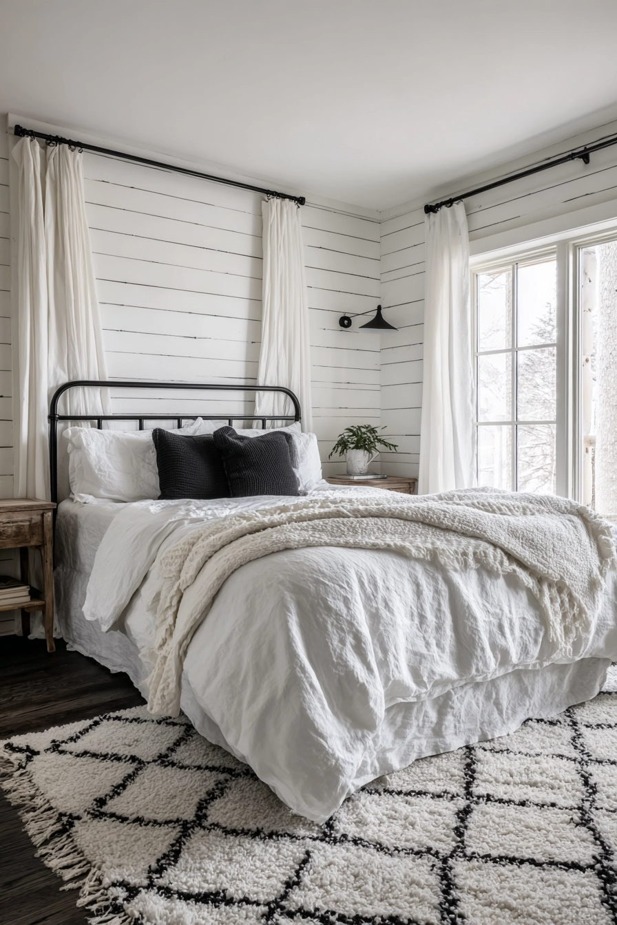 Black And White Farmhouse Bedroom 4