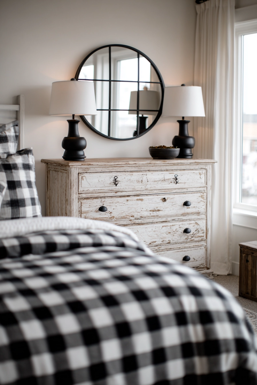 Black And White Farmhouse Bedroom 8