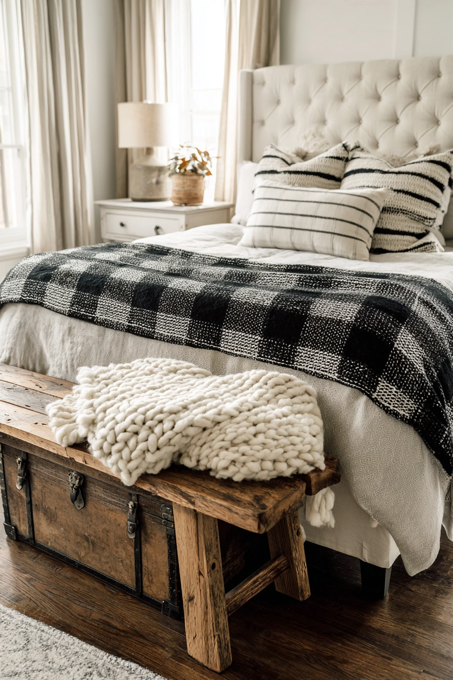 Black And White Farmhouse Bedroom 16