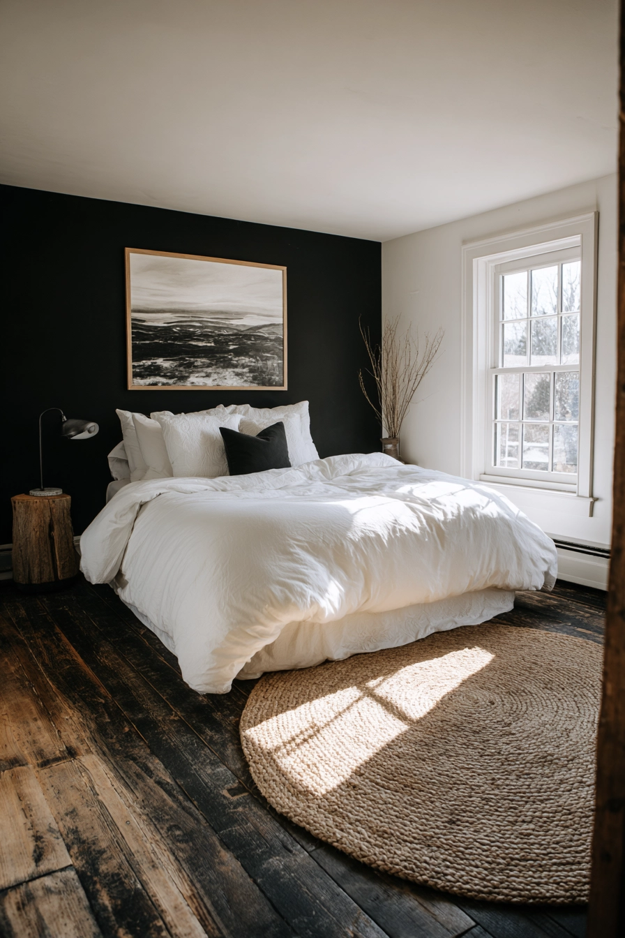 Black And White Farmhouse Bedroom 17