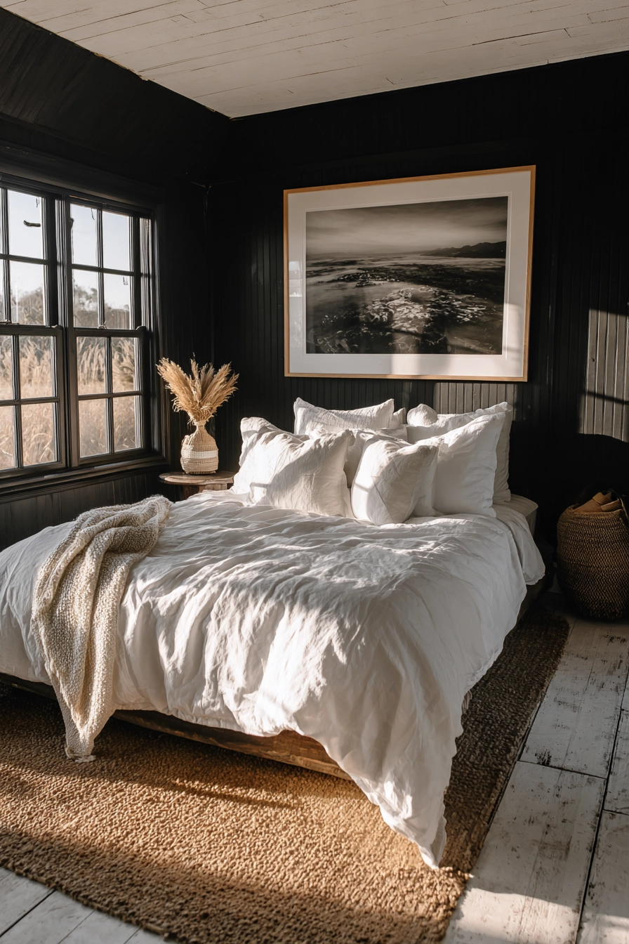 Black And White Farmhouse Bedroom 19