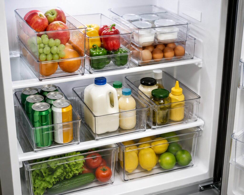 Clear Stackable Fridge Bins