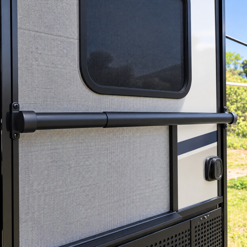 RV screen door crossbar handle